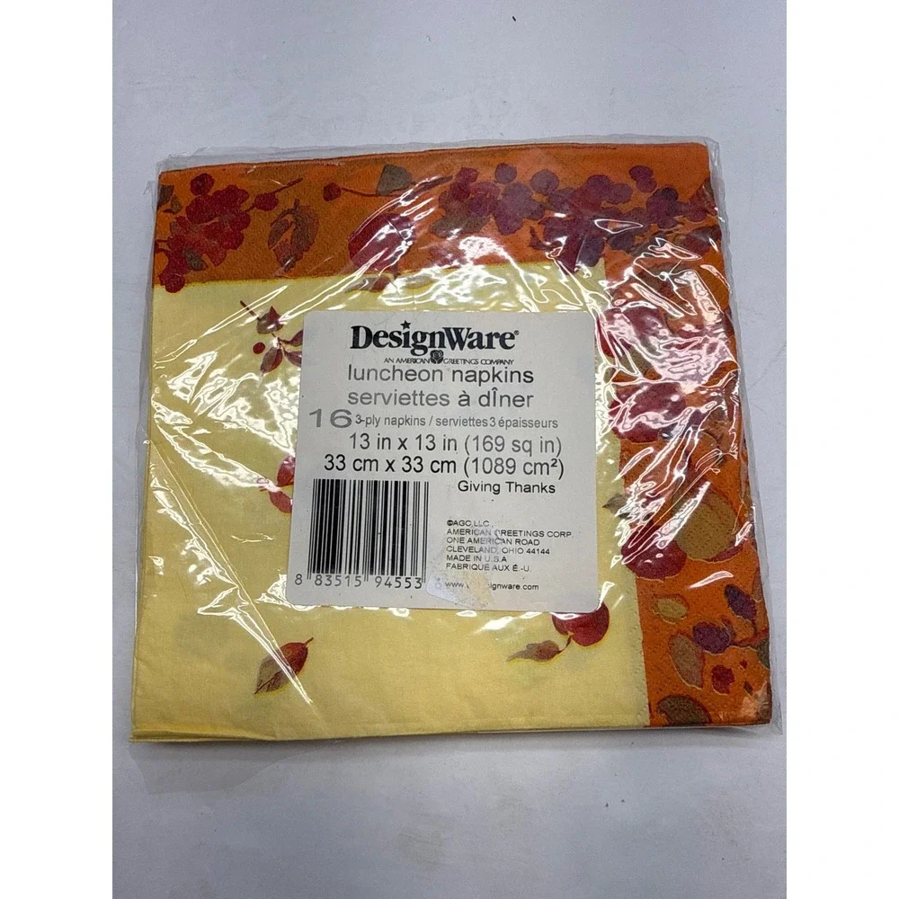 DesignWare Thanksgiving Turkey Luncheon Napkins 16ct 3-Ply Fall Autumn Decor